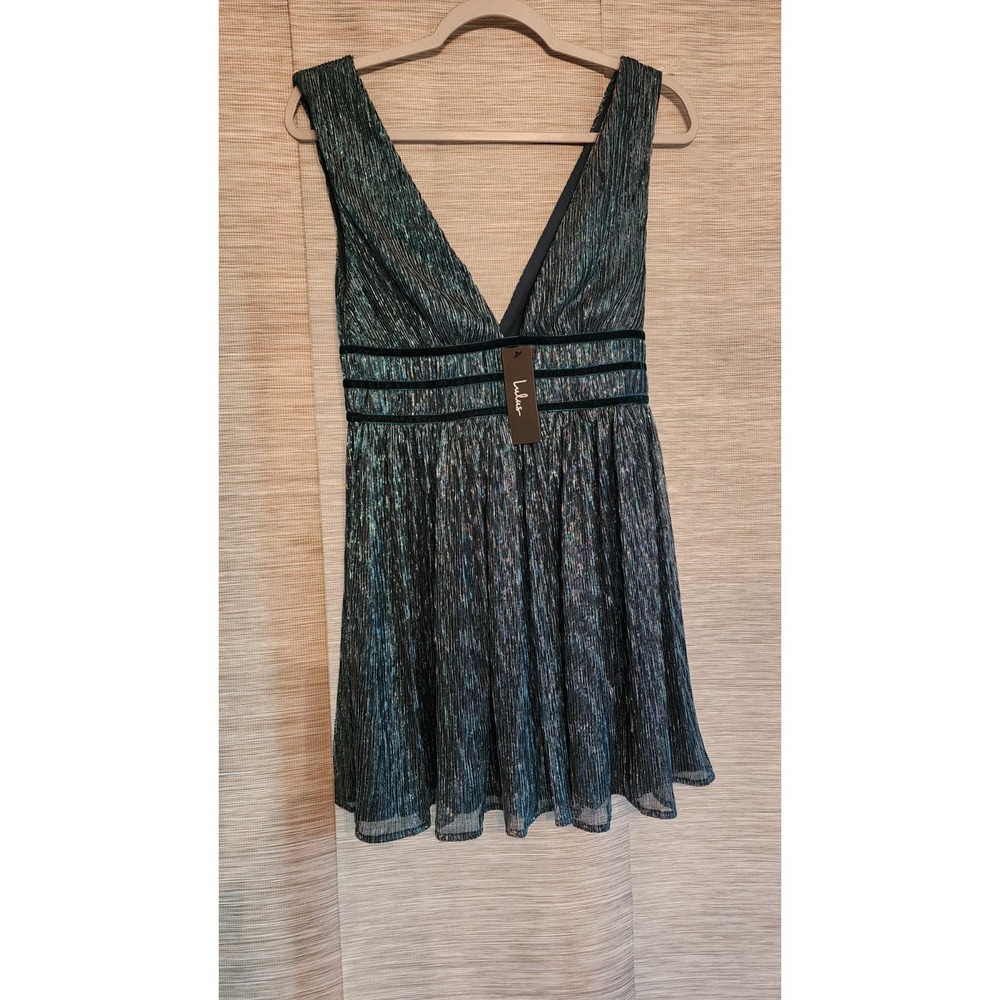 Lulus Smokeshow Teal Metallic Mini Dress‎ Size XS - Picture 7 of 12